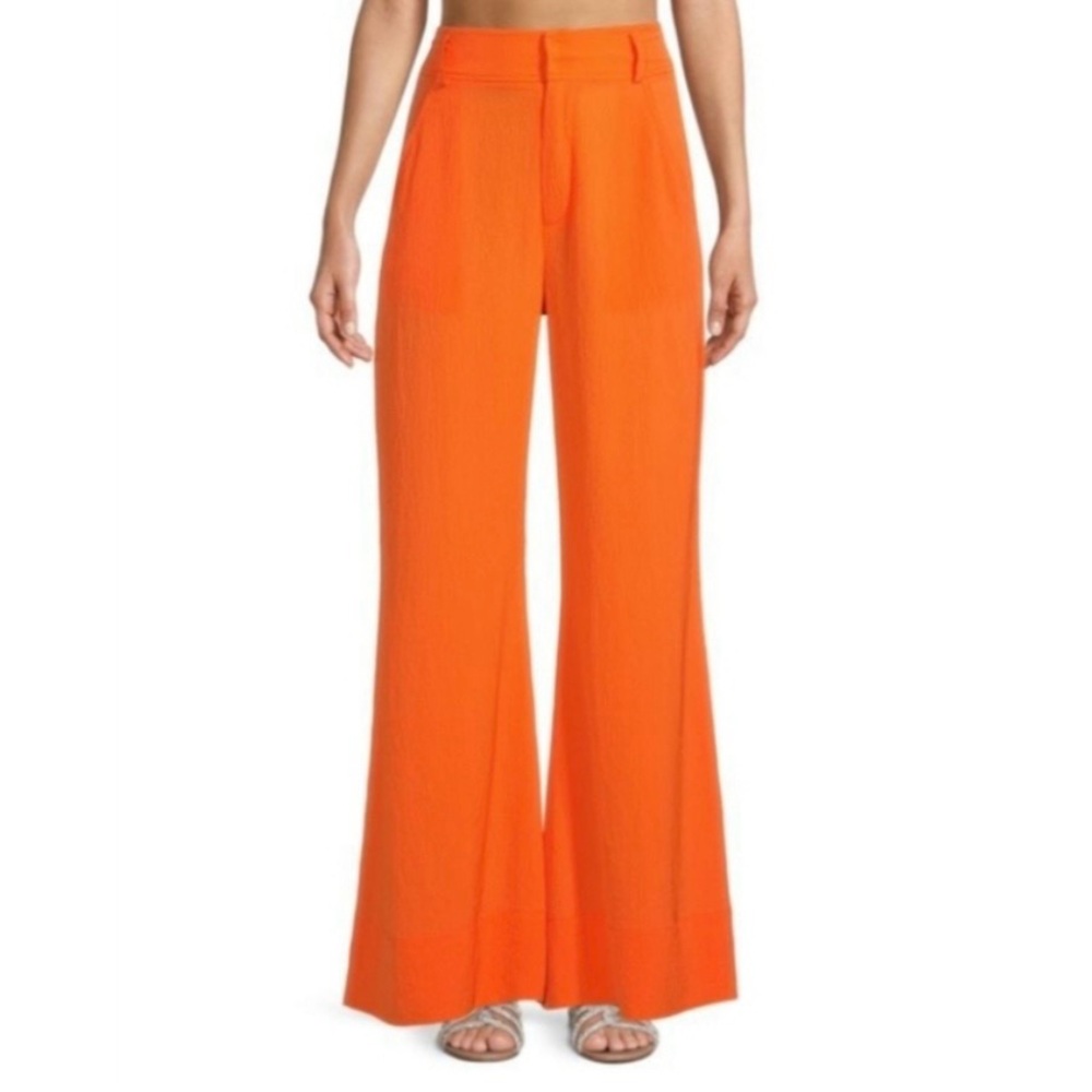 SOLID & STRIPED Tangerine Roya Flared Seersucker Swim Cover-Up Pants Size Medium